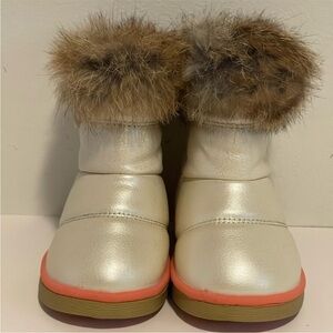 Faux Fur Trimmed Cream toddler Boots